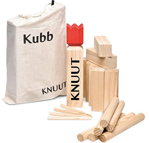 Toyfel Kubb Outdoor Spiel XXL - Original Wikinger Spiel - Schweden Schach - Holz Schwedenschach mit Stoffbeutel Wurfspiel aus FSC® Kieferholz für Kinder und Erwachsene