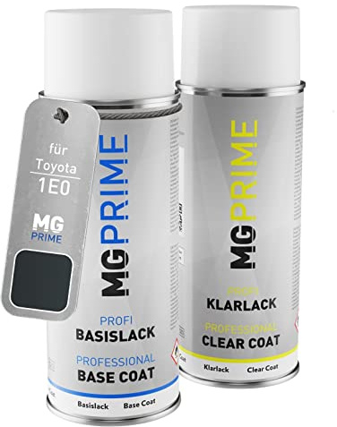 MG PRIME Billack Spray can set för Toyota 1E0 Dark Grey Mica/Flint Mica Base coat klarlack spray can 400ml