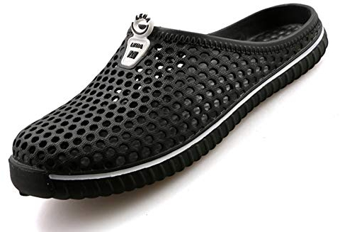 SAGUARO Träskor sandaletter sommar ventilerande tofflor trädgårdsskor unisex vuxna, svart, 45 EU