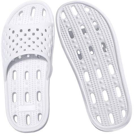 Josaywin Ciabatte da Doccia Scarpe da Spiaggia e Piscina Infradito Donna Pantofole da Bagno a Punta Aperta Sandali da Casa Estive Scarpette Morbida Leggeri Antiscivolo per Piscina Casa Bianca 40