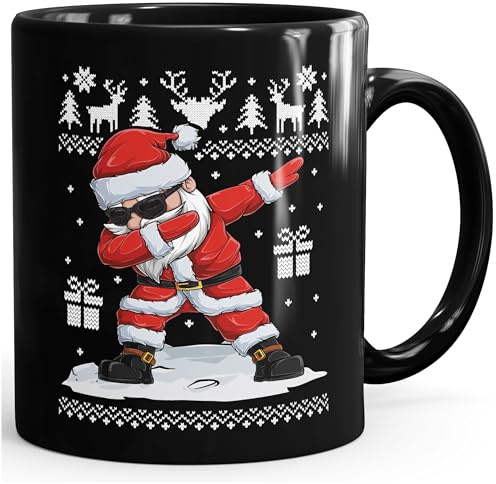 MoonWorks® Kaffee-Tasse Weihnachten Dabbing Santa Weihnachtsmann Dab Bürotasse lustige Kaffeebecher Schwarz Keramik-Tasse