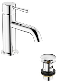 Bristan Mila Basin Mixer Tap with Clicker Waste Chrome (MI BAS C)