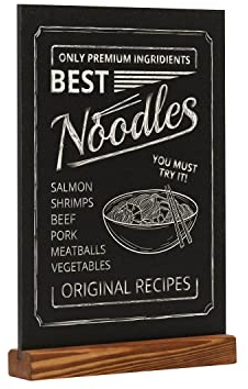 EUROPEL Kreidetafel Tischaufsteller, A4, Hochformat, Sockel aus Kiefernholz mit natürlichem Finish, doppelseitig, für wasserbasierte Marker, für Restaurants, Hotels, Konferenzen, Festivals