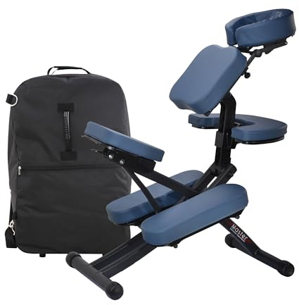 MASTER MASSAGE EQUIPMENT Massage Rio Profi Klappbar Mobil Massagestuhl Behandlungsstuhl aus Aluminium verstellbar leicht mit Transportkoffer 10114A König Blau
