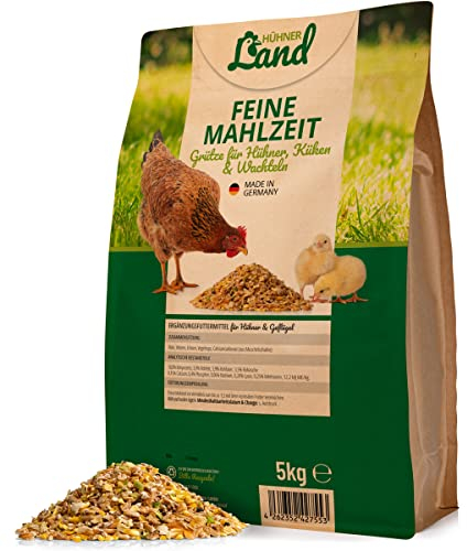 HÜHNER Land Hühnerfutter – Feine Mahlzeit 5kg I gebrochene Qualität, Grütze für Hühner, Wachteln, Küken & Geflügel, Kükenfutter, Futterabwechslung ohne Zusätze
