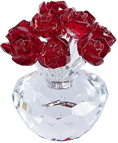 MANQILE 12 Stil Kristall Rote Rose Blume Briefbeschwerer Sammlerstücke Träume Ornament Figurine Home Hochzeitsdeko Souvenir
