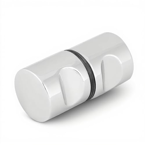 KUIDAMOS 2 Paare Duschtürgriff,Aluminiumlegierung Dusche Tür Doppel Beschläge Türknauf Griff Rund Badezimmer Duschtürknauf Doppel Knöpfe Hochglänzend für Duschtür