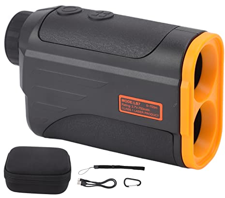 KOSDFOGE Telémetro de Caza 700y 6X Pantalla LCD Telémetro Resistente al Agua Preciso para Caza Deportiva Negro Naranja