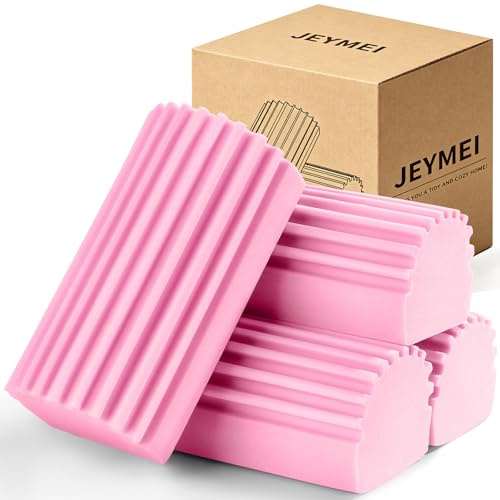 Jeymei Paquete de 4 esponjas de Limpieza húmeda, Cepillo de Limpieza de Esponja, Plumero para Limpiar persianas, Vidrio, zócalos, Rejillas de ventilación, barandillas, Espejos, Ranuras de riel de