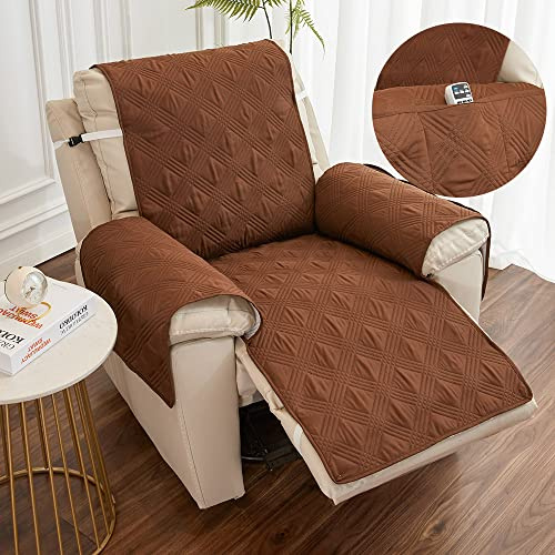 FANSU Stretchhusse für Relaxsessel Komplett Sesselbezug mit Tasche, 1 Sitzer Sesselschoner für Recliner Stuhl Sessel, Stretch Sofabezug, Elastisch Bezug für Fernsehsessel Liege (braun)