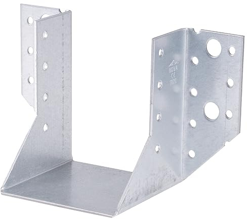 Balkenschuhe außen, Balken Holzverbinder mit außenliegenden Laschen, Stahl verzinkt, für Holzkonstruktionen an Holz, Stahl und Beton mit ETA Zulassung & CE Kennzeichnung (80x100 mm, 12.00, Anzahl)