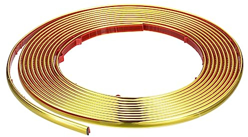 sourcing map Selbstklebend Kantenschutz Leisten - 5Meter x 8mm x 3mm Flexible Zierleisten Sockelleiste Weichsockelleiste für Türen, Fenster, Wände, Küche, Fliesen - Gold