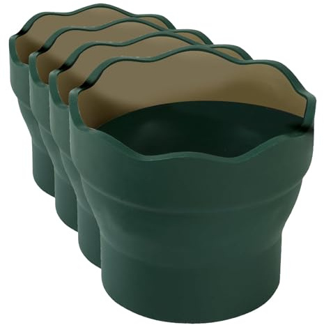 Faber-Castell 181520 - Vaso para el agua Clic & Go plegable fácil de guardar, color verde y oro (Paquete de 4)
