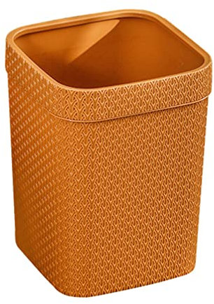 Corbeille à Papier Poubelle Ronde en Rotin Tissée sans Couvercle Corbeille à Papier Corbeille Poubelle for Cuisine Chambre à Coucher Orange Poubelle de Bureau (Color : Orange)