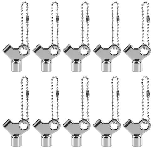 10 Stück Kühler Entlüftungsschlüssel, Kupferlegierung Kühler Luftventilschlüssel mit Kette Warmwasser Heizkörper Entlüftungsschlüssel Werkzeugzubehör für Heimheizkörper