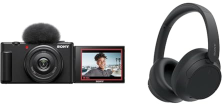 Sony Vlog Kamera ZV-1F | Digitalkamera Klapp- und drehbares Display & WH-CH720N Kabelloser Bluetooth-Kopfhörer mit Noise Cancelling - bis zu 35 Stunden Akkulaufzeit und Schnellladefunktion - Schwarz