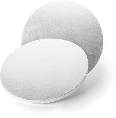 GLOTOMANIA - Base para Tarta Redonda Plata - 25 cm x 1.2 cm - Calidad Profesional - Versátil para Tartas y Pasteles - Fácil Manejo - Pack de 5 Unidades - Plata - Cartón Resistente