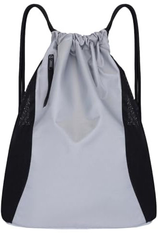 Turnbeutel Lässig Wasserabweisend Kordelzug Sportbeutel - Jungen Wasserdicht String-Rucksack Tunnelzug Sport Rucksäcke Silber Damen Herren Fussballtasche - JSB031-05