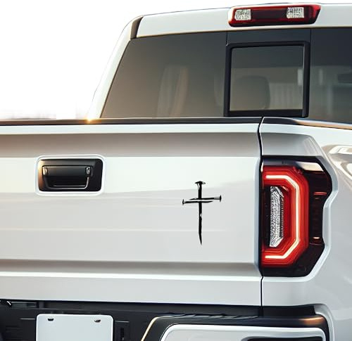 GRITKULTURE Cross of Nails Christian Vinyl Decal Sticker for Cars, Trucks, Laptops, Jesus Christ, Religious, Window Decal Sticker (Black)