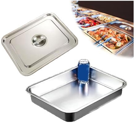 NJDQFA Lebensmittel Lagern Behälter,Stapelbar Gastro Behälter Mehrweg, Rechteckig Edelstahl Gastronomiebehälter,45 * 35cm,7cm