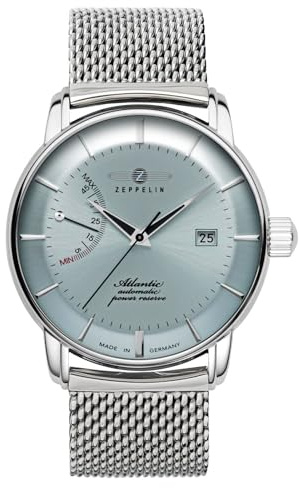 Zeppelin Atlantic Power Reserve automatisk klocka för män 8462, Isblå/metallband, armband