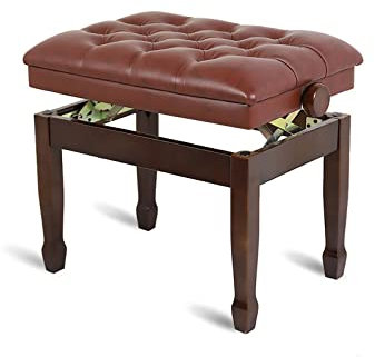 IUokLU Klavierhocker aus Kunstleder Klavierhocker aus Massivholz Klavierbank Solo-Keyboardhocker 60 x 40 x 50–60 cm höhenverstellbar geeignet für Kinder und，Nussbaum