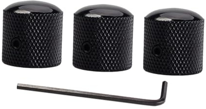 TOGEVAL 3 Stück Gitarrenzubehör Bassregler Schwarzer Kuppel Lautstärkeknopf aus Robustem Material Kompatibel mit Konzentrischen Potentiometern Ersatzteile für E-bass und E-gitarre