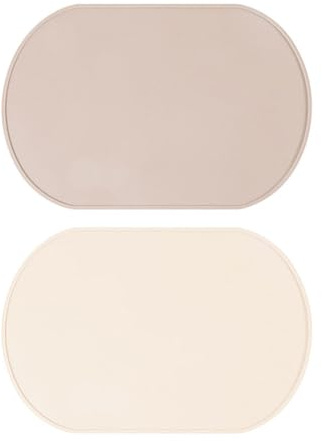 Silikon Platzset, 2 Stück Abwaschbar Platzdeckchen, 39x26,5 cm, Ölbeständig Hitzebeständige rutschfest Tischset Tragbare Knetunterlage für Esstisch & Restaurants