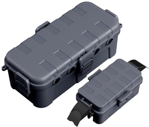 [2-Piece Set] Restmo Outdoor Waterproof Electrical Box (29 × 13.2 × 10cm) with 1 Medium (Inner 15 × 8.1 × 4.5cm), IP54 Weatherproof Cover for Outlet, Plug, Socket, Power Strip, Holiday Lights, Gray