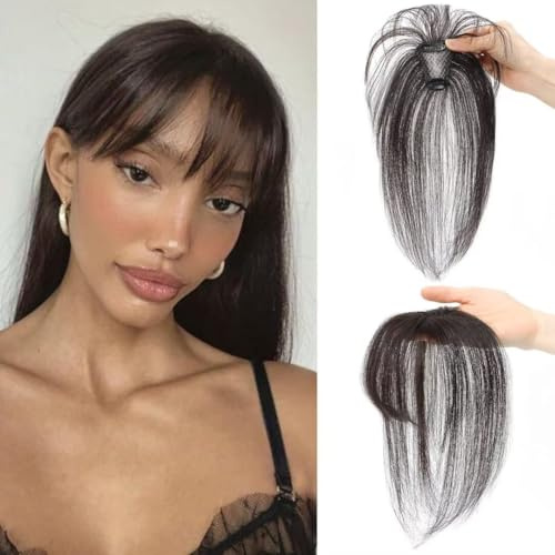 Clip-in Pony Haarteil aus Echthaar mit Klammer - Schwarzbraun, Human Hair Verlängerung für Frauen