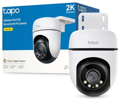 Tapo Telecamera Wi-Fi Esterno Visione Notturna a Colori, 2K 3MP Telecamera WiFi 360° IP65, Videocamera Sorveglianza Esterno, Rilevamenti Smart AI, Tracciamento Intelligente, Alexa, 2.4GHz, C51A