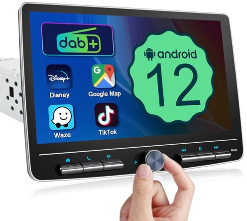 Android Autoradio mit Navi DAB+ 10.1 Zoll Bildschirm Wireless Carplay & Wireless Android Auto 1 Din Auto Radio Touch Display mit Bluetooth 4 Core 4G+64G WiFi GPS AM/FM RDS