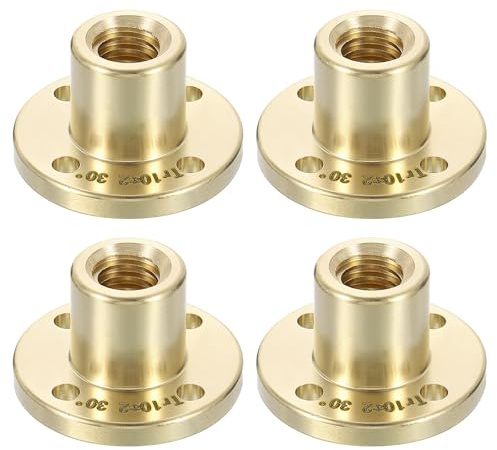 QUARKZMAN 4 Pcs Tuerca de Bronce para Husillo Tr10x2 Paso de 2mm 1 Inicio | Tuerca Trapezoidal para Husillo Lineal Rosca Acme Reemplazo de Tuerca de Bronce, 2mm de Avance