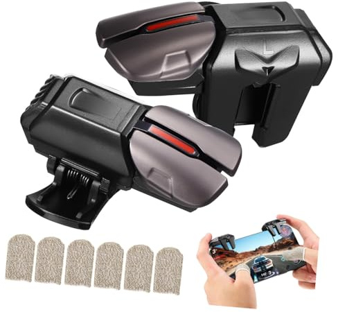 QUMIIRITY Handy Trigger Mit Optimiertem Tastenwinkel Und Vergrößerter Fläche Sowie 3 Paar Dehnbare Fingerschutzhüllen Für Mobiles Gaming Und Schnelle Reaktionszeiten