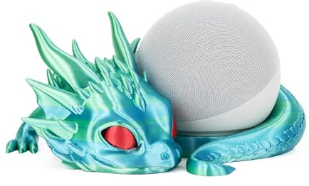 Costume Wizard Dragon Stand for Echo Dot 4th/5th Gen, 3D Printed Dragon Amazon Echo Desktop Speakers, Holder for Echo Dot 5th Gen Echo Dot 4th Gen, Made in USA (Blue Green)