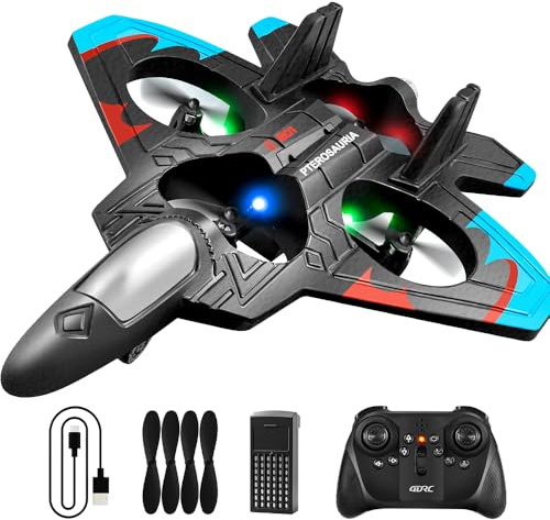 LYPPUL RC Flugzeug, 2.4 GHz Ferngesteuertes Flugzeug, Schaumstoff RC Flugzeuge für Kinder mit LED 360° Flip, Höhenhalte, Headless-Modus, One-Key Start, Outdoor Spielzeug für Kinder und Anfänger