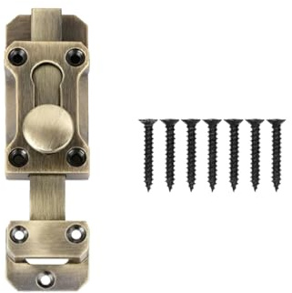 Plkjiu 4 Inch (108mm) Barrel Slide Door Bolts - Heavy Duty Brass Security Locks with Antique Bronze Finish | Internal & External Door Locking System | Zinc Alloy Construction with Mounting Hardware