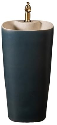Classique Lavabo sur pied for salle de bain, lavabo d'extérieur autoportant en céramique avec robinet et bonde Pratique
