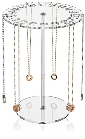 MHYMX Necklace Display Stand, Jewellery Stand Acrylic Necklace Holder Hanging Jewellery Organiser 12 Tall Clear Jewelry Rack for Necklaces Pendant Bracelets