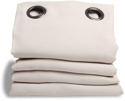 Moondream DecibelControl™ Akustikvorhang 3in1 | Lärmschutz | Thermoisolierung Winter+Sommer | 100% Verdunkelung | Patentierte Technologie | EU Herstellung | Ösen | Beige MC636 | 135B x 250H cm