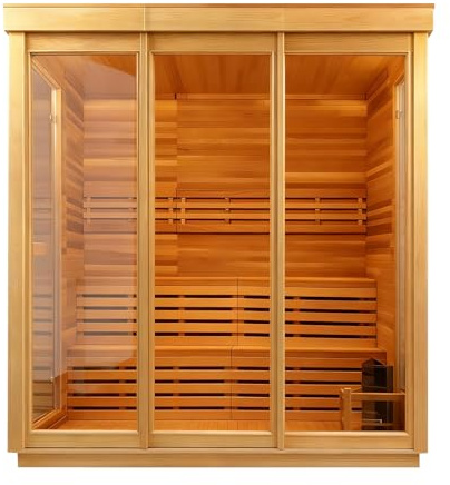 Outdoor Steam Sauna for 4-6 Person, Traditional Cube Saunas Spa, Traditional Barrel Wooden Sauna with Harvia 6KW Stove, 0-195℉ (Customize, DIY Sauna)