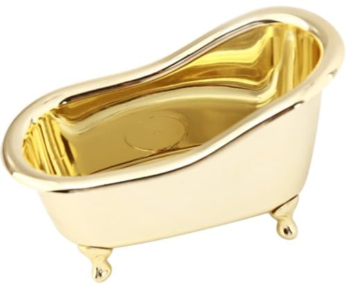 JOINPAYA Organizador de Cosméticos Forma de Bañera Dorada, Plástico y Fácil de Almacenar para Escritorio o Tocador, Diseño Creativo y Funcional