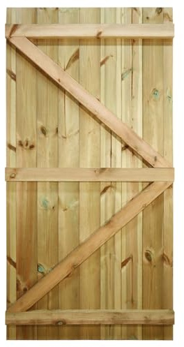 Bespoke Flat Top Wooden Garden Gate, 7ft x 3ft T&G Semi-Braced Door | Up to 210cm High x 90cm Wide, Made to Measure, Heavy Duty, Pressure Treated, Pedestrian Rear Gate Entry, Side Gate Entrance