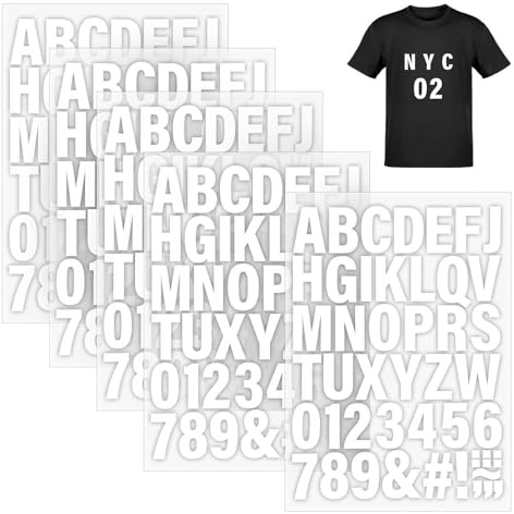 5 hojas de letras y números para planchar para ropa, Parche Termoadhesivo Impermeable, letras de vinilo para planchar, letras de transferencia de calor, Termoadhesivos para Camisetas Futbol Rop