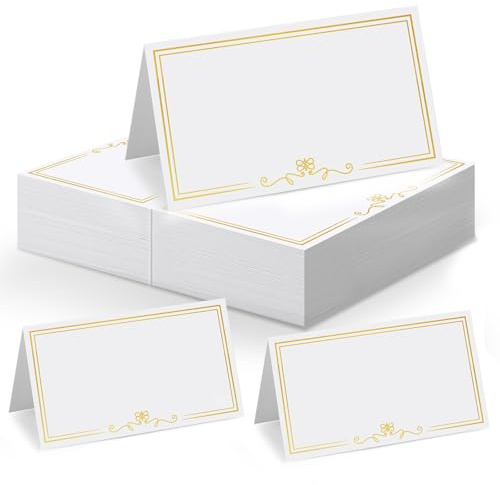 woric 60 Pcs Table Place Cards, Wedding Place Cards with Gold Border