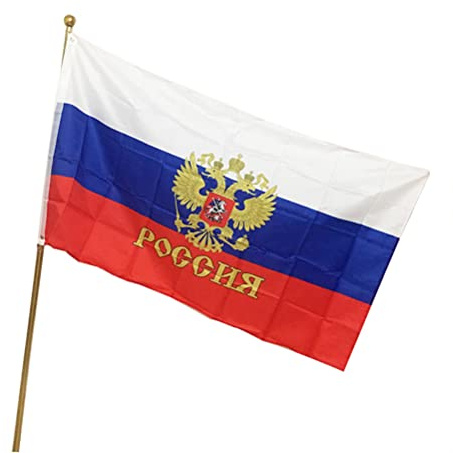 Funien Bandera Nacional de Rusia Bandera de Poliéster Duradera para Decoración del Hogar Festival Actividades Oficina 90 * 150 Cm País Rusia para Uso en Interiores y Exteriores