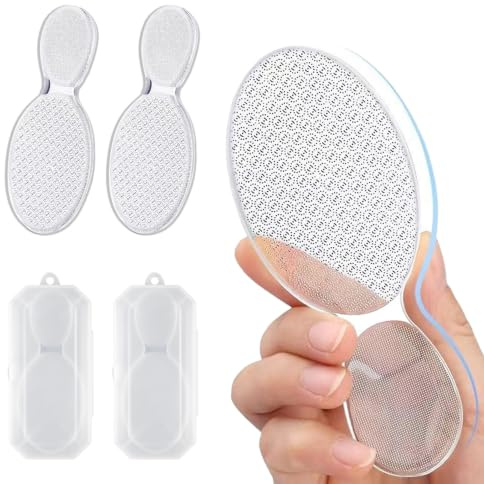 BSITSSS 2 Pièces Râpe Pieds, 2 en 1 Rapeuse Pieds avec Boîte de Rangement, Manuelle Lime Pied en Verre Nano pour Soin Pied Éliminer Callosités Talons Crevassés Corne Bain et Douche