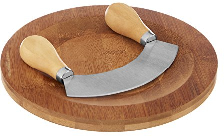 Premier Housewares 1103682 Herb Chopping Board with Mezzaluna Chopper - Bamboo