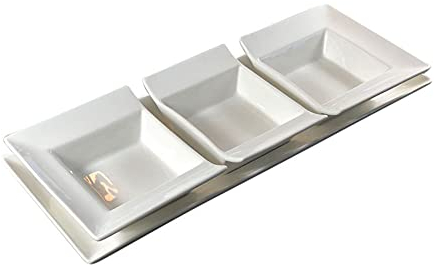 Schillerbach Knabberschale mit 3 Teller Knabberschüssel Knabberbehälter Antipasti Porzellan