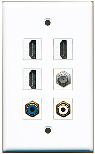 RiteAV – 3 HDMI 1 puerto RCA blanco 1 Puerto RCA azul 1 Puerto Cable coaxial TV- Coaxial placa de pared